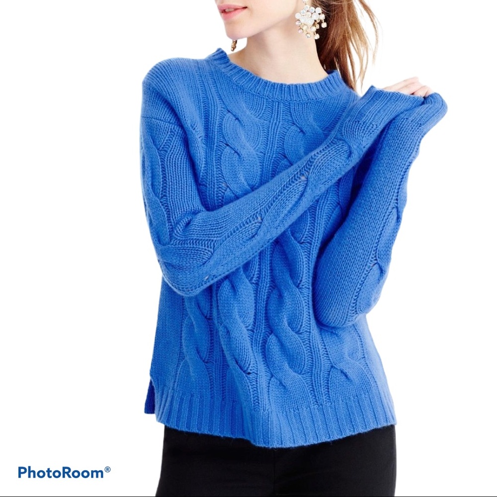 J.Crew Royal Blue Cotton Cable Knit Sweater
